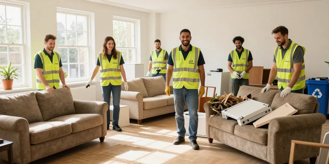 House clearance London service team efficiently removing clutter and furniture from a home.