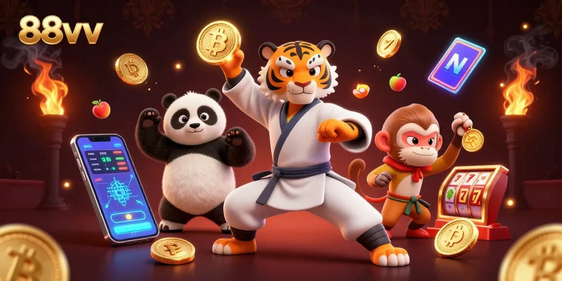Engage in exhilarating games with 88vv as kung fu masters embrace the casino atmosphere.