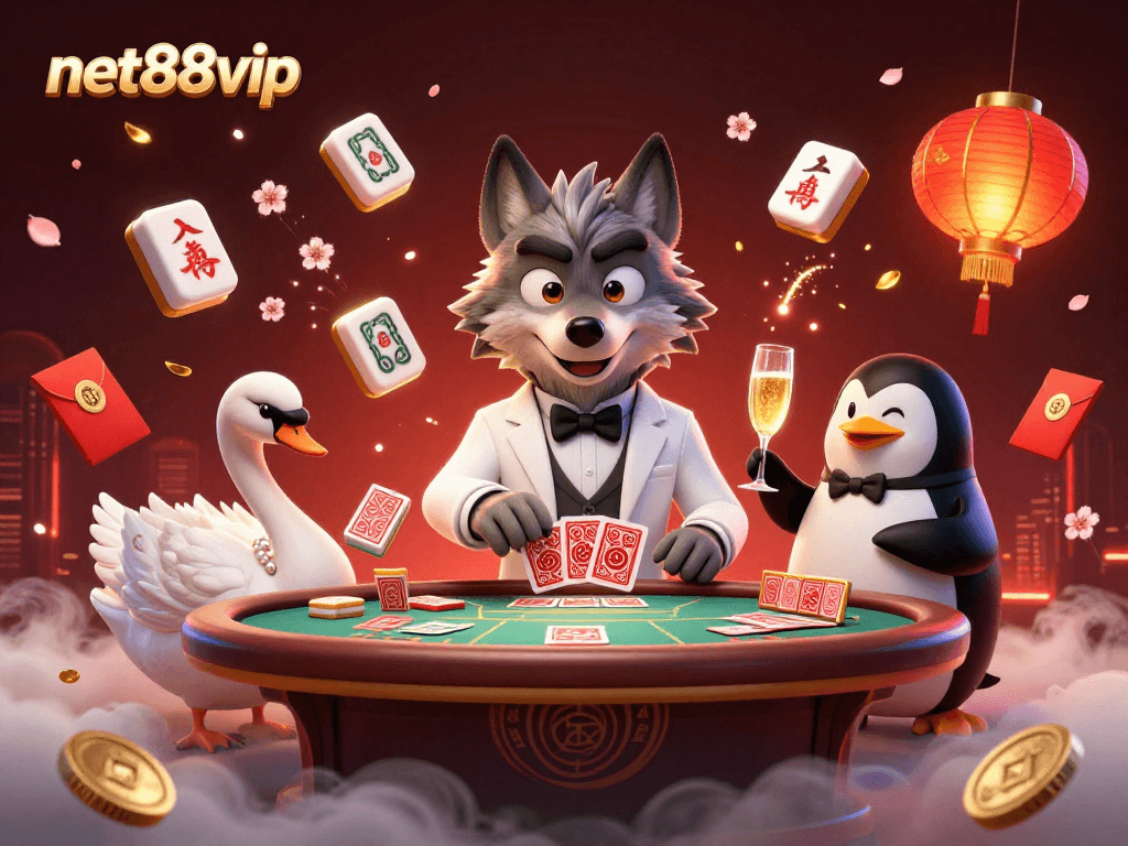 Experience thrilling baccarat hands with net88vip's charming wolf dealer, elegant swan and sophisticated penguin.