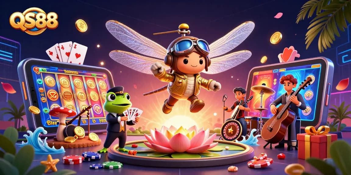 Experience QS88's vibrant casino atmosphere with engaging characters and exciting game elements