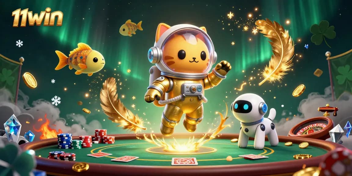 Engage with thrilling strategies at 11WIN featuring a dynamic casino scene with vibrant characters.