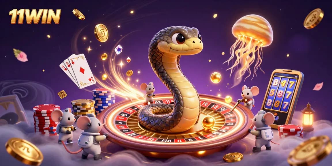 Engage with 11WIN's vibrant casino experience featuring a cosmic roulette themed scene.