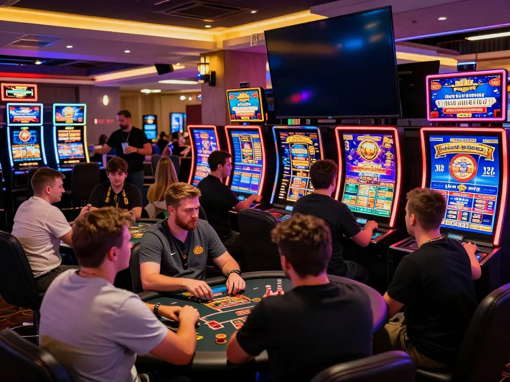 Thrilling gaming atmosphere at non gamstop casinos UK showcasing excited players in a vibrant environment.