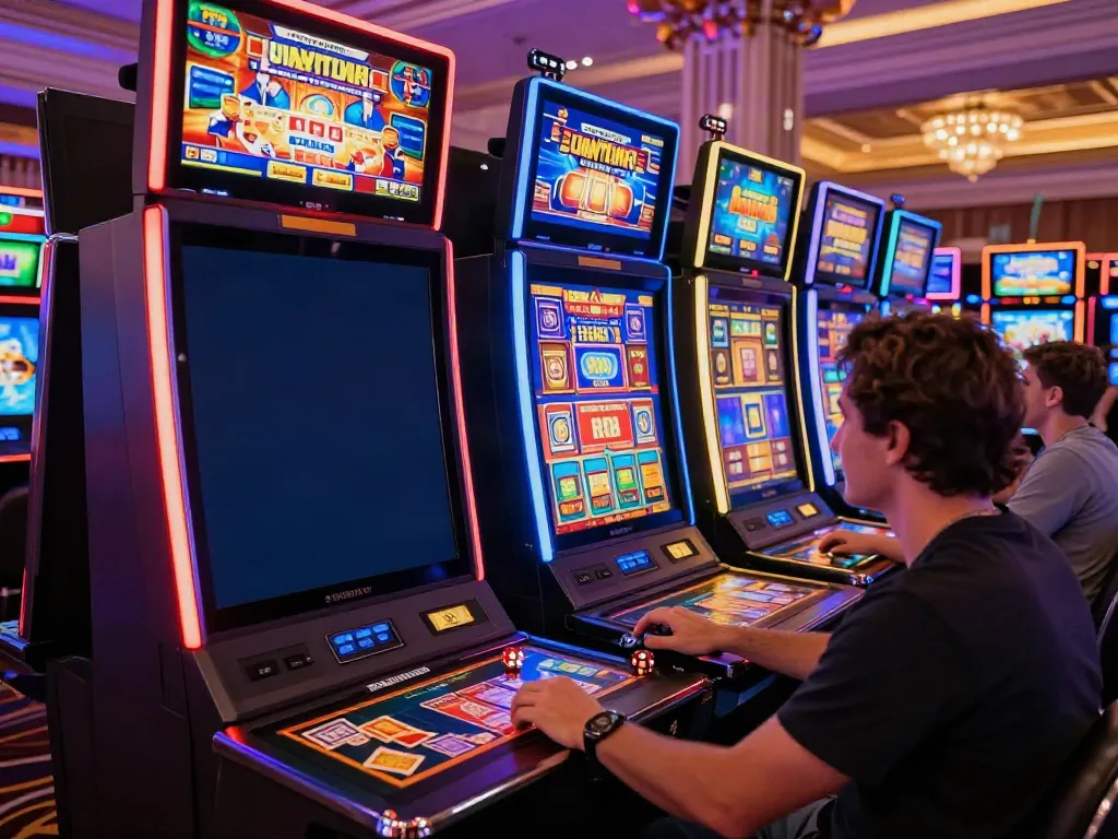 Exciting atmosphere at non gamstop casinos UK with players enjoying vibrant slot machines.