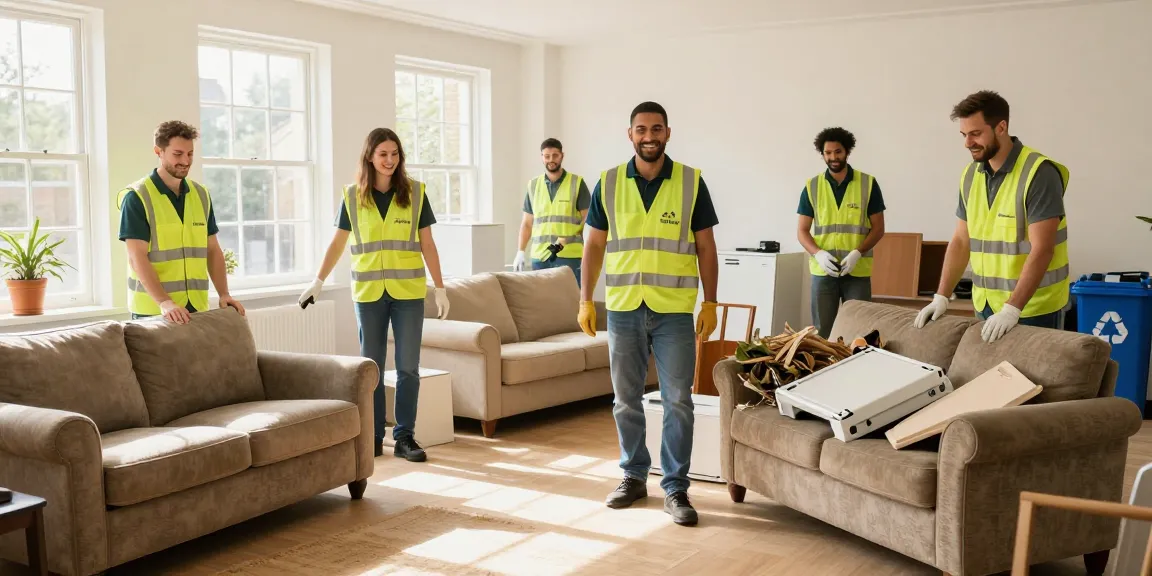 House clearance London service team efficiently removing clutter and furniture from a home.