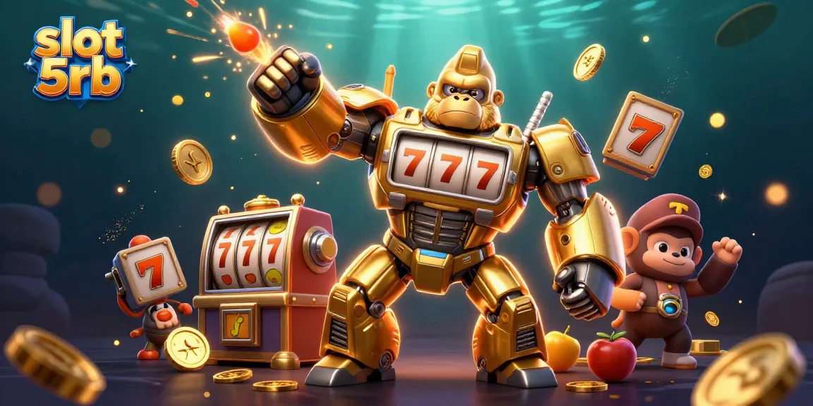 Play exciting slot games like slot 5rb with a golden gorilla mech bursting with coins.