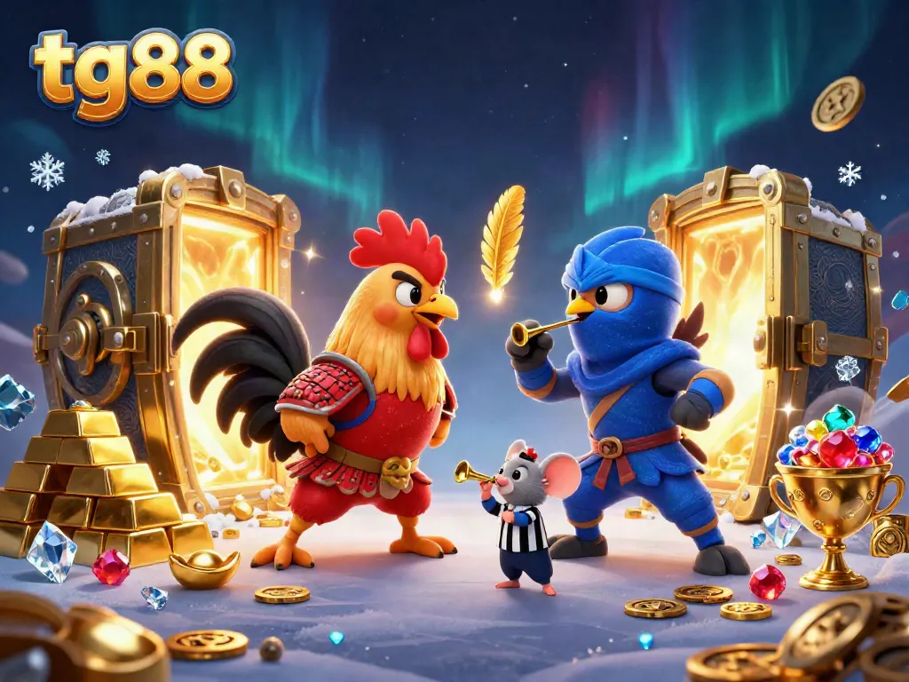 Engage in fierce gameplay with tg88 as roosters battle amid treasure and excitement.