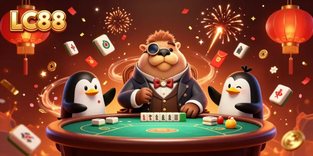 Experience thrilling gameplay at LC88 with a playful walrus and friends in an underwater casino scene.