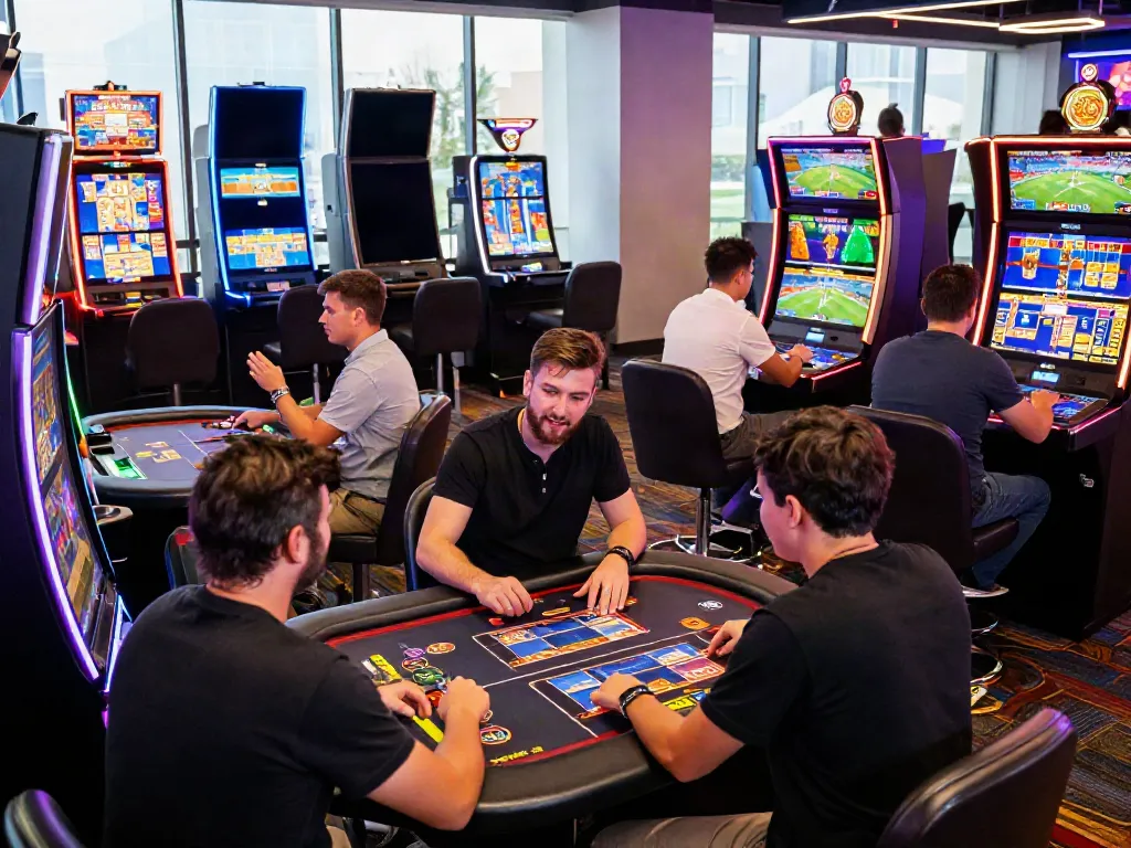 Players enjoying games at vibrant non GamStop casinos UK featuring lively atmosphere.