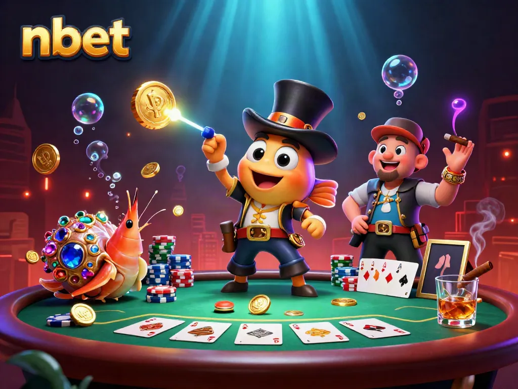 Experience thrilling nbet moments with anglerfish and friends amidst vibrant casino elements.