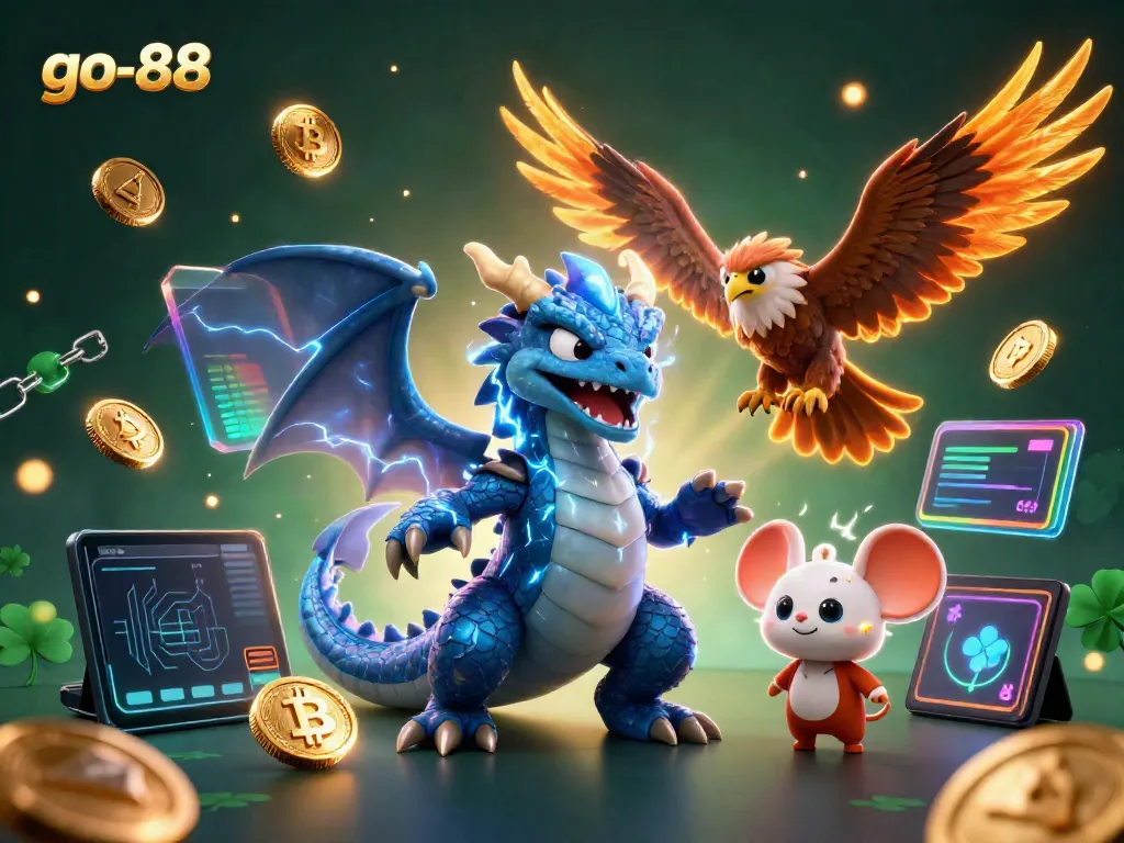 Experience the thrilling world of go-88 with an electrifying thunder dragon and vibrant gaming elements.