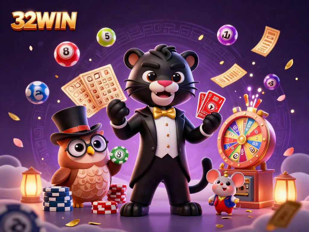 Engage with 32WIN's stylish characters, vibrant gambling elements, and a dynamic casino atmosphere.