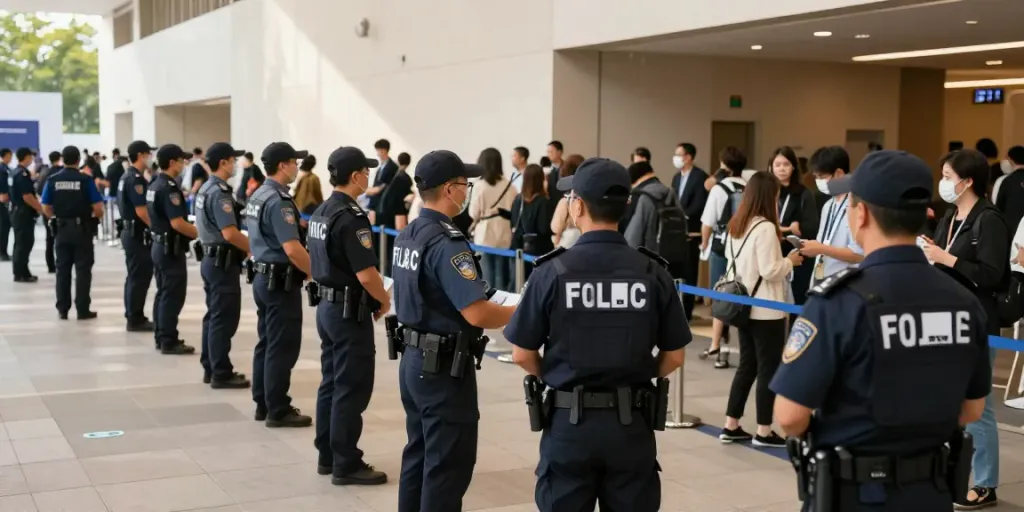 Security services provided by a licensed professional team at a local event, ensuring safety and community engagement.