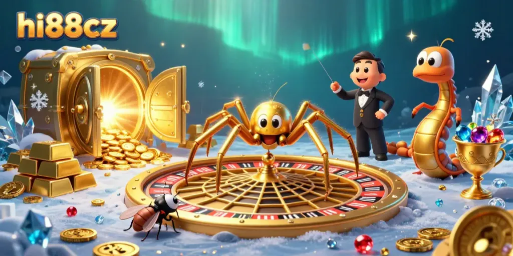 Engage with hi88cz's thrilling roulette experience in a vibrant casino-themed digital illustration.