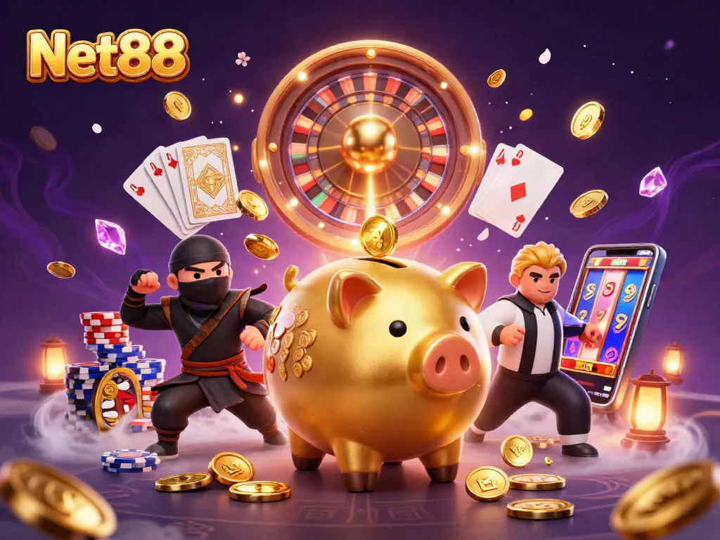 Experience thrilling moments at Net88 with golden coins cascading from a sumo wrestler's ground-stomp.