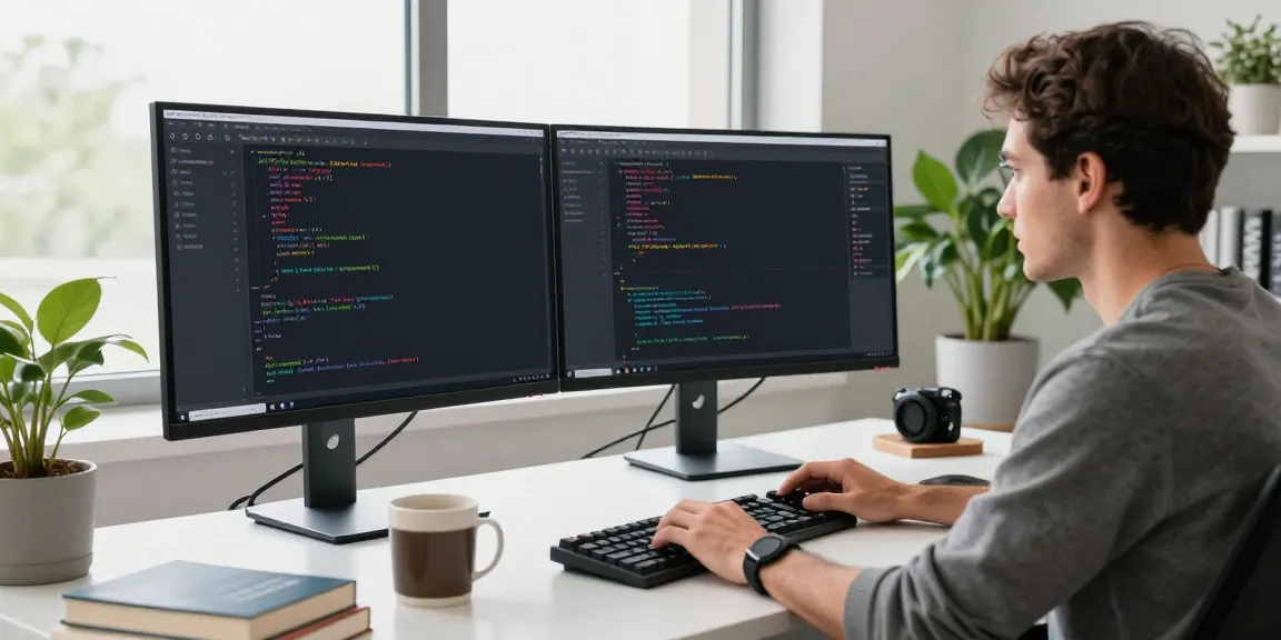 Developer engaged in instant indexing setup at a modern tech workspace