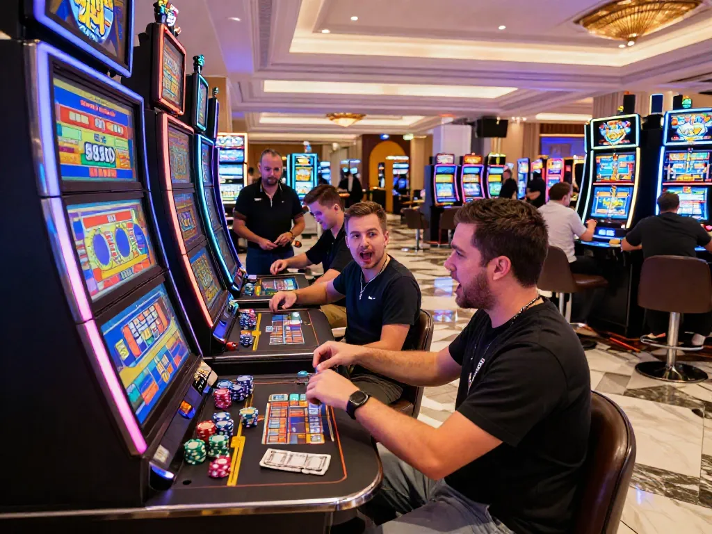 Winning moment at non GamStop casinos UK with colorful lights and excitement.