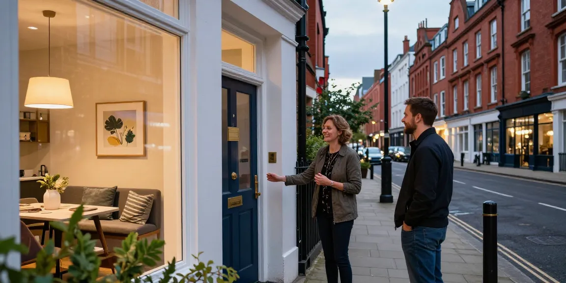Managed Airbnb hosting Manchester scene with stylish apartment, welcoming host, and vibrant city backdrop.