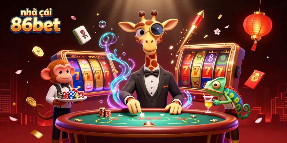 Experience the excitement of nhà cái 86bet with vibrant 3D characters and casino elements.