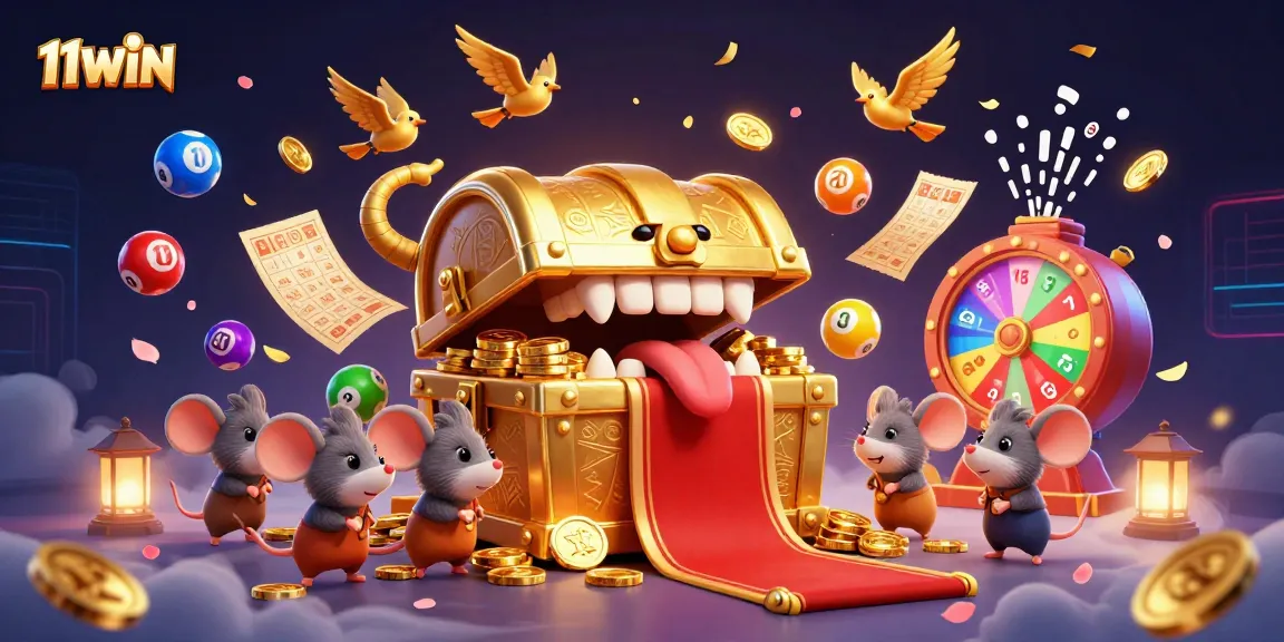 Spin and win big at 11WIN with vibrant lottery balls and golden treasures.