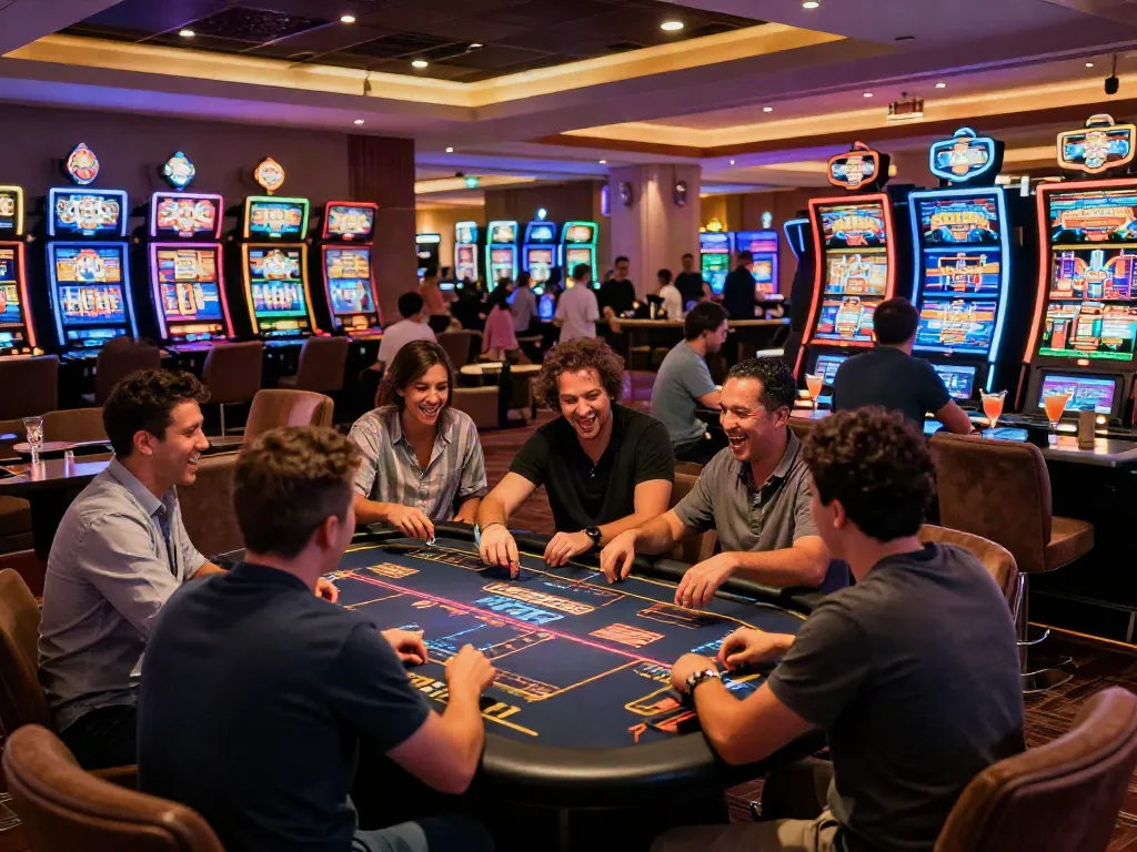 Players enjoying non gamstop casinos uk in a lively casino lounge atmosphere