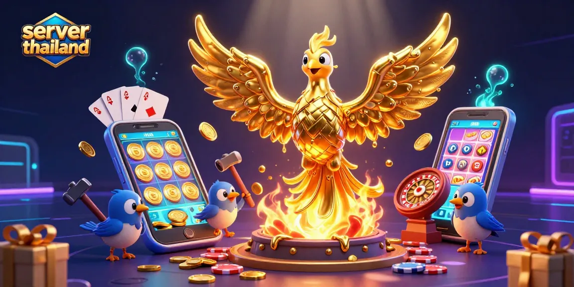 Experience thrilling gameplay with server thailand as a golden phoenix reveals riches in a vibrant slot casino.