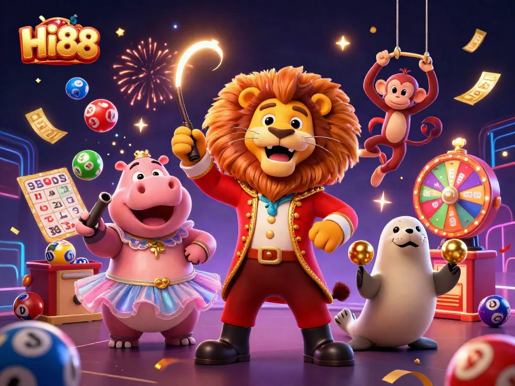 Celebrate winning moments at Hi88 with dynamic carnival characters and exciting gambling elements.