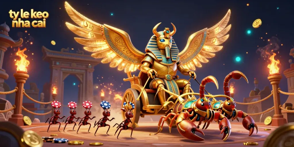 Engaging scene showcasing the vibrant gambling theme of "ty le keo nha cai" with animated characters, dynamic elements, and casino vibes.