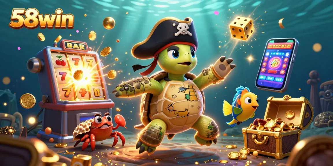 Engage with 58win's thrilling slots as the pirate turtle and friends uncover treasures!
