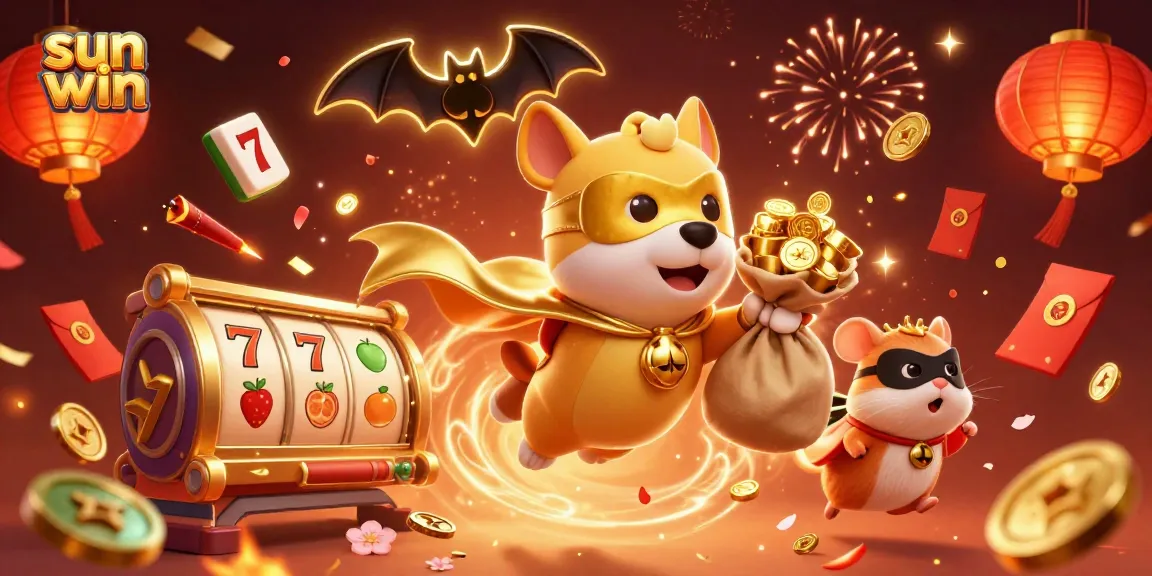 Experience the thrill of sun win with a superhero dog amidst a vibrant casino celebration!