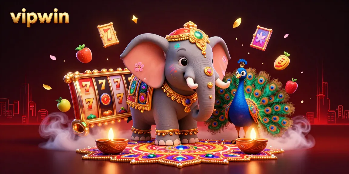 Experience thrilling jackpots and casino fun with vipwin featuring a vibrant elephant and slot symbols.