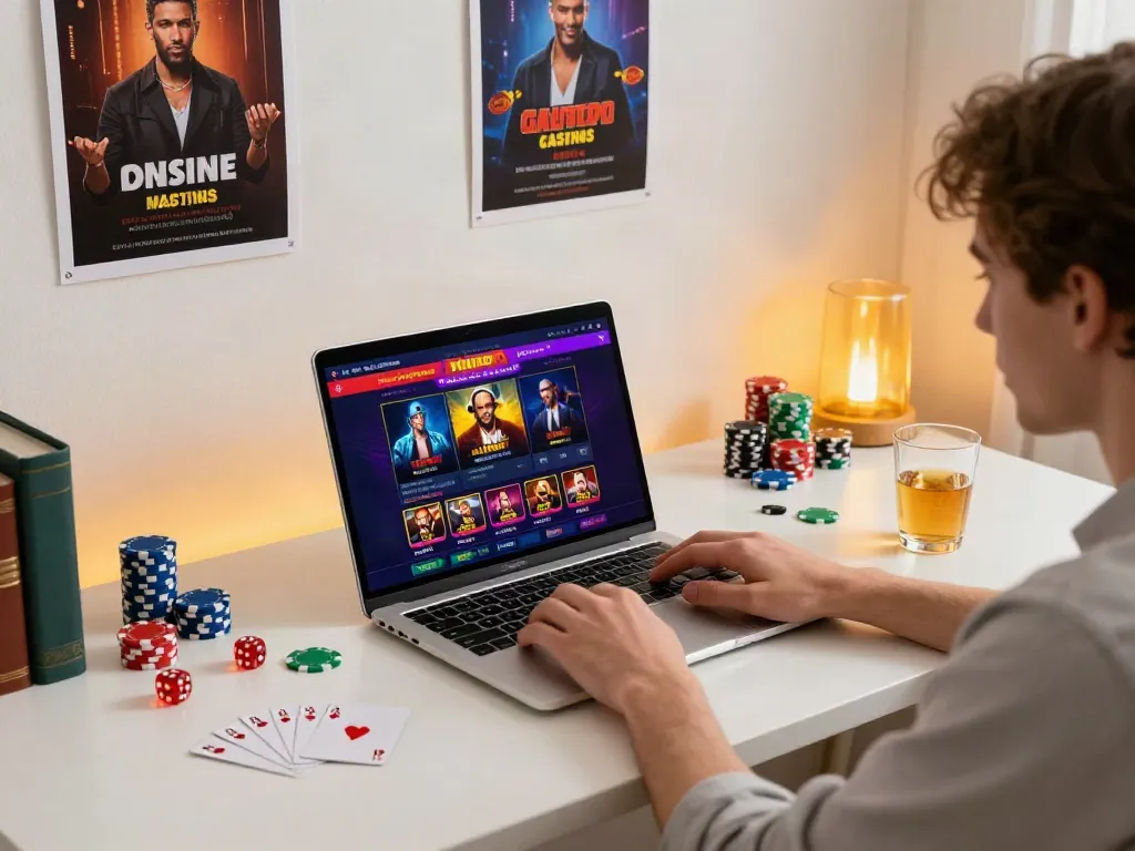 Engaging user exploring non gamstop casinos uk on a stylish home workspace.