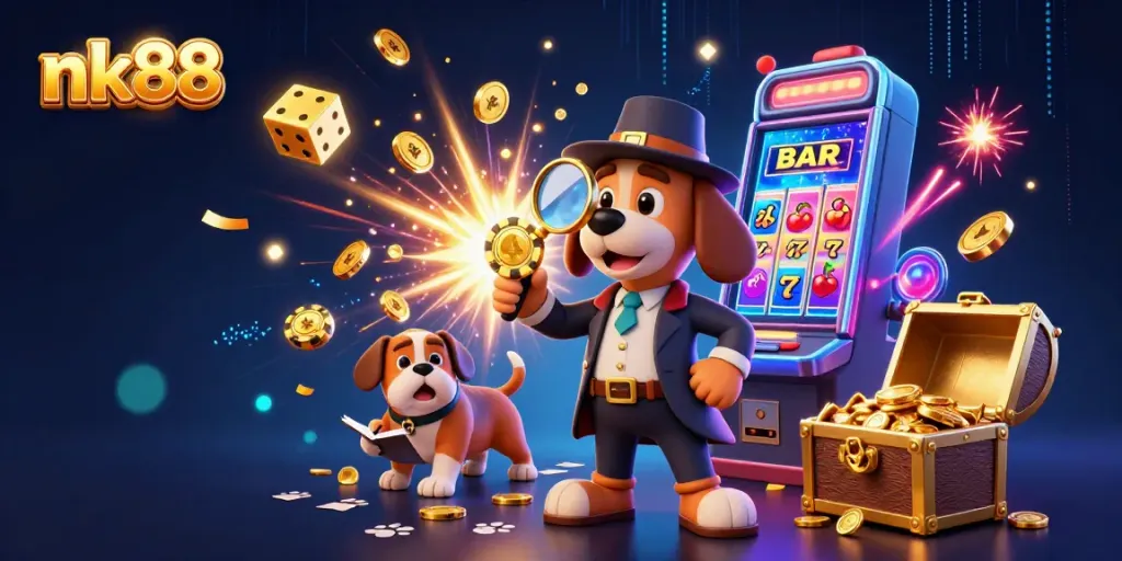 nk88 players engage with thrilling casino games and jackpot excitement through vibrant 3D illustration.