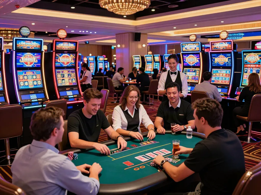 Players enjoying the vibrant atmosphere in non gamstop casinos uk with fun games and lively gaming floor.