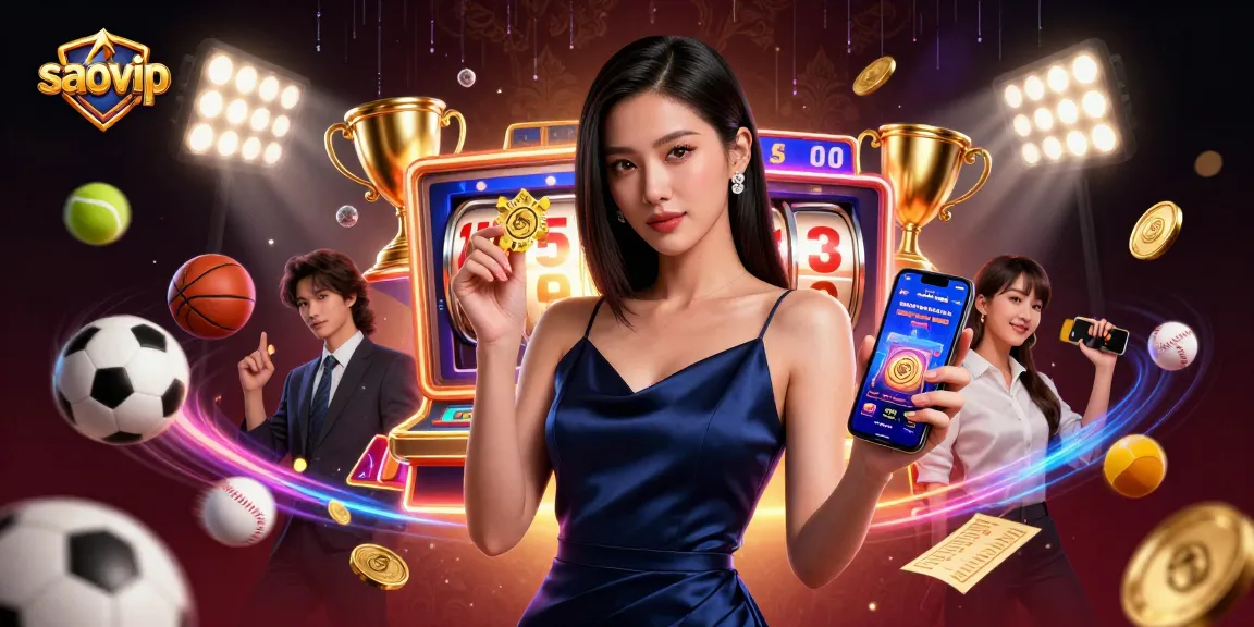 Experience thrilling gameplay with saovip, showcasing a vibrant 3D casino scene filled with excitement.