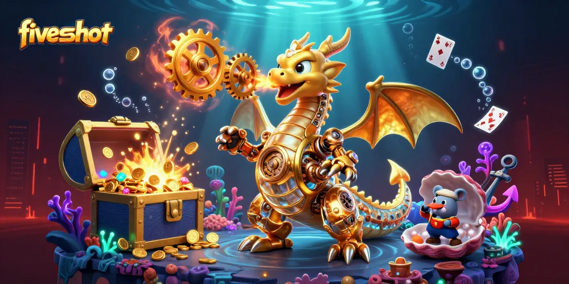 Engage in thrilling gameplay with fiveshot, featuring a gold dragon and immersive casino elements.