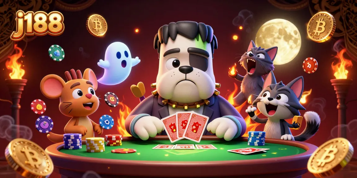 Engage with thrilling games at j188, featuring a monster dealer and vibrant slot elements.